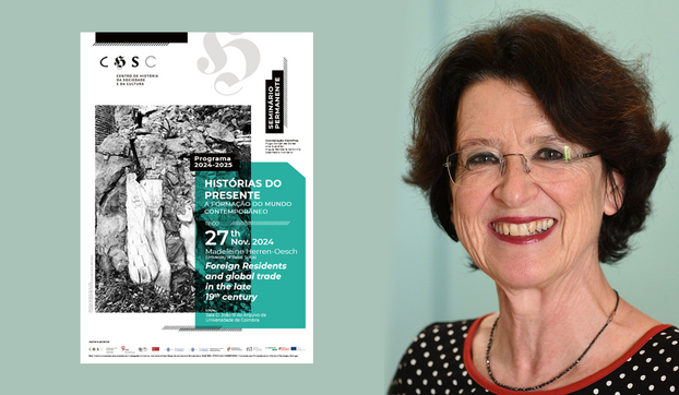 Flyer for the Guest Lecture and a Photo of Madeleine Herren-Oesch