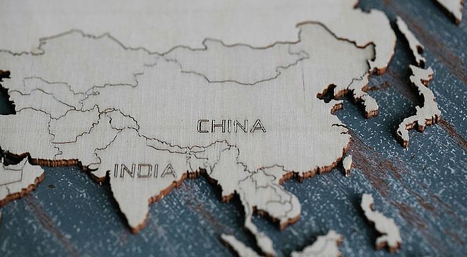 map of China and India