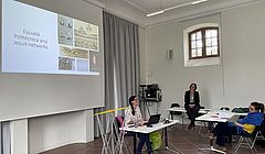 Elisa Sevilla addresses the attendees of the lunch talk