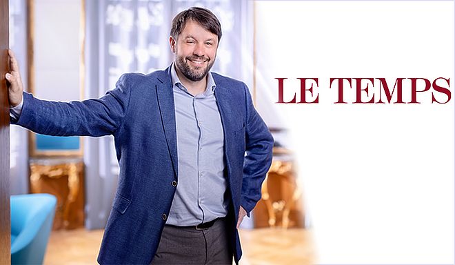 Foto: Ralph Weber, © Philippe Gétaz (links); Logo Le Temps (rechts).