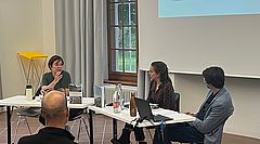 Julia Tischler, Amalia Ribi Forclaz and Juri Auderset in discussion