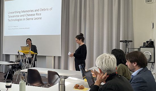 Barbara von Rütte welcomes Yi-Tang Lin to the Europainstitut
