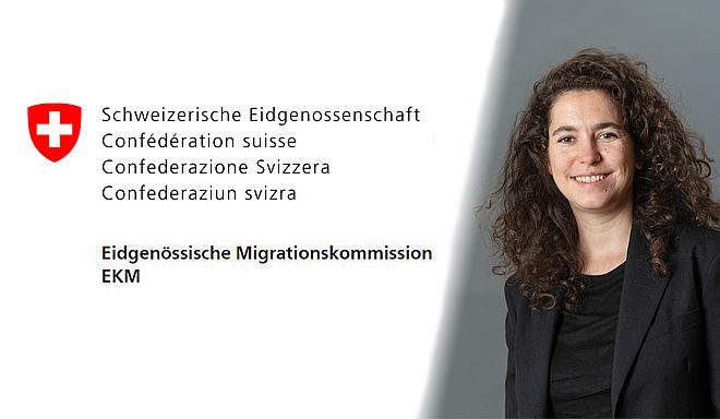 Logo Schweizerische Eidgenossenschaft und EKM / Barbara von Rütte