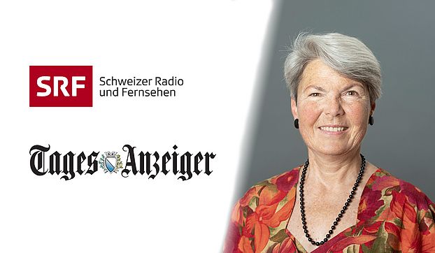 SRF-Logo und Tagesanzeiger Logo; Profilfoto von Christa Tobler