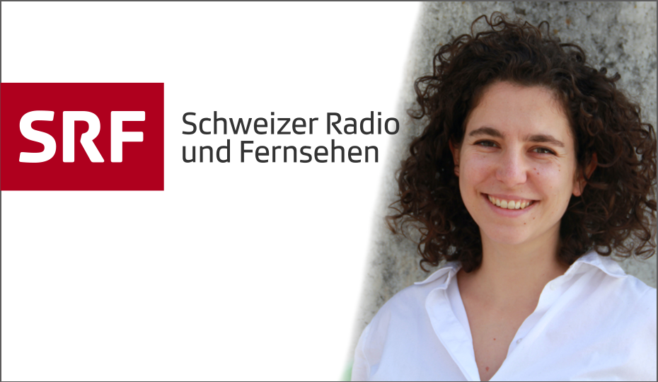 SRF Logo (links), Barbara von Rütte (rechts)