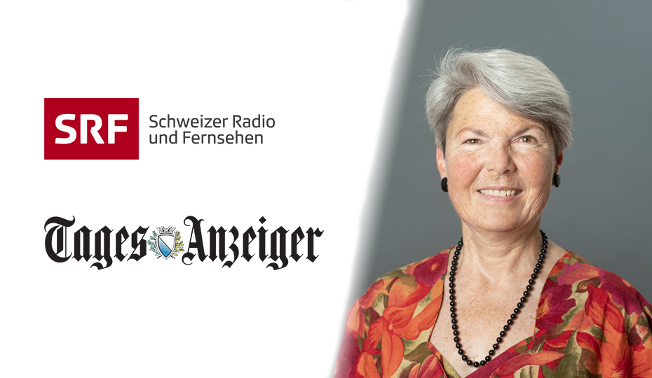 SRF-Logo und Tagesanzeiger Logo; Profilfoto von Christa Tobler